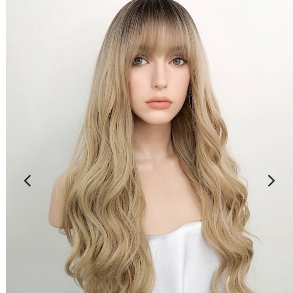 Long Blonde Wig with Bangs